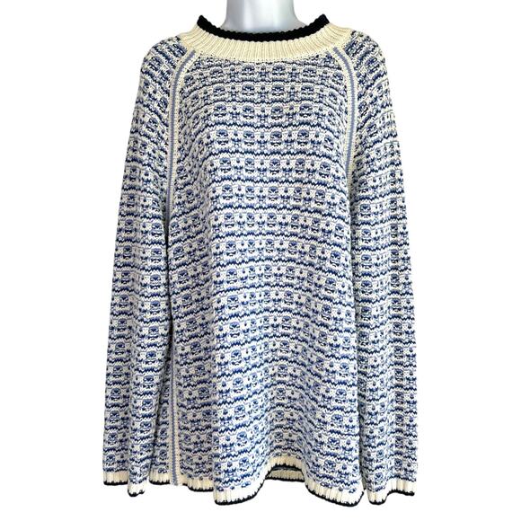 Talbots Womens Geometric Print Chunky Knit Sweater Size Extra Large Cozy Outdoor - Picture 1 of 7